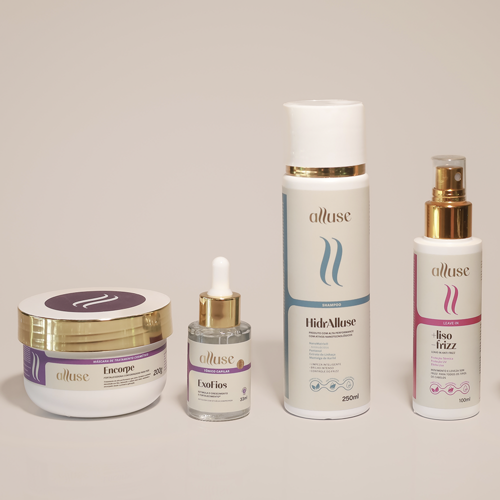 Kit Shampoo HidrAlluse + Máscara Encorpe + Leave-in+ Tônico Exos